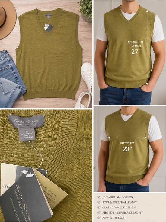Daniel Cremieux Other - Daniel Cremieux Olive V-Neck Sweater Vest